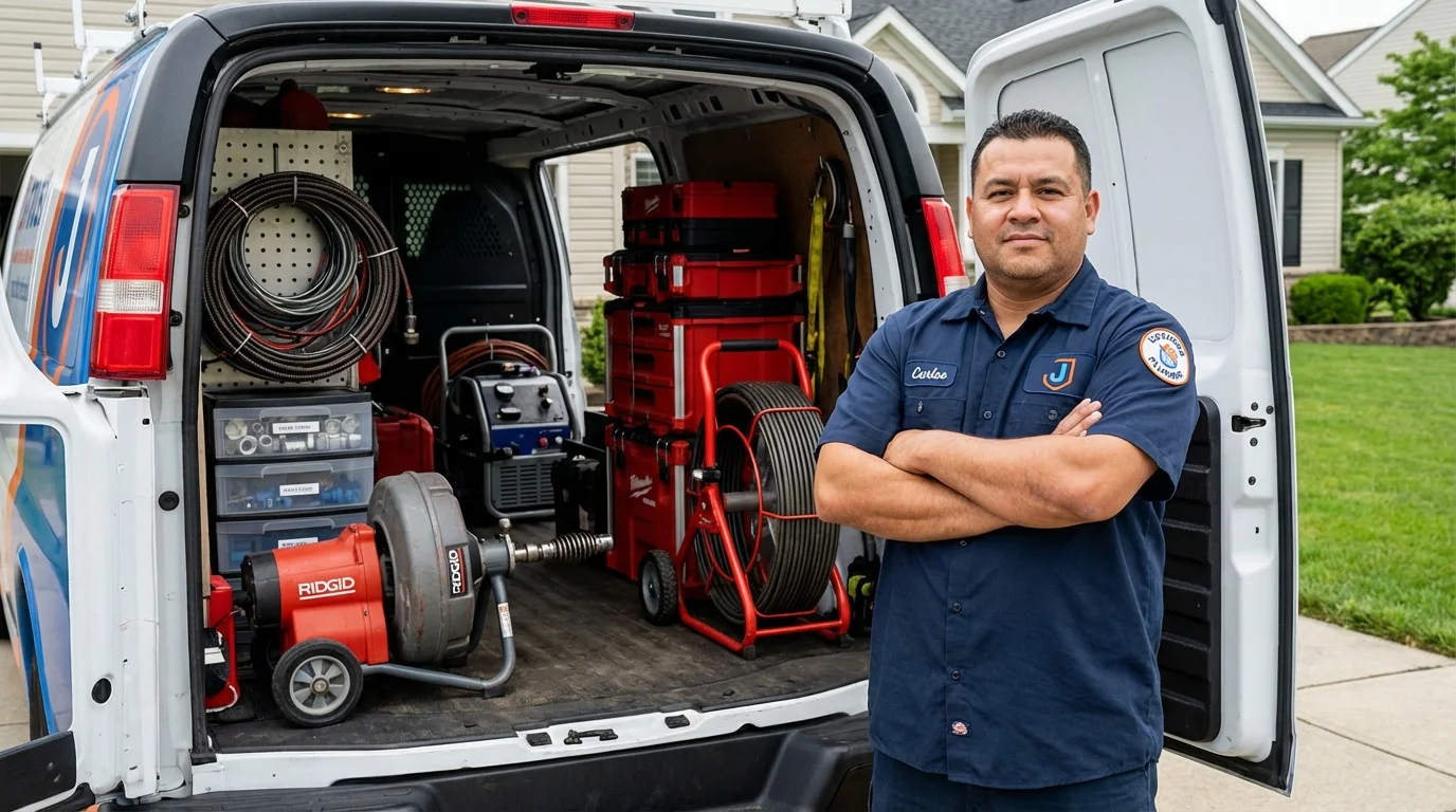Professional drain cleaning equipment and Johns Plumbing LLC plumber in Grove