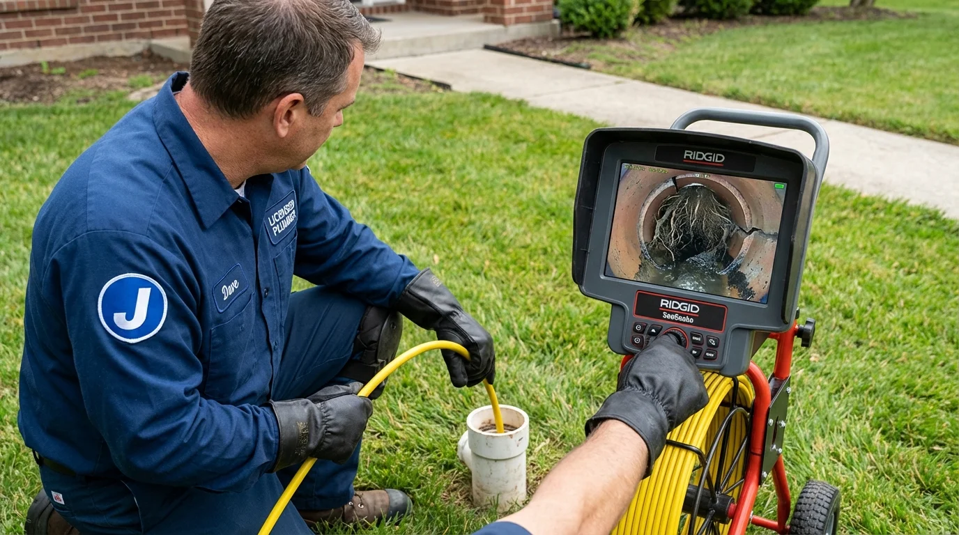 Sewer camera inspection being performed by Johns Plumbing LLC in Grove